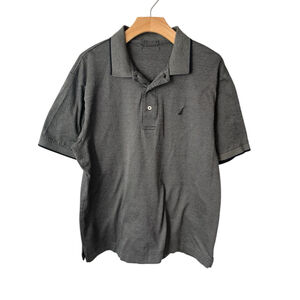 Nautica Polo Shirt Mens Large Gray Short Sleeve Sail Logo